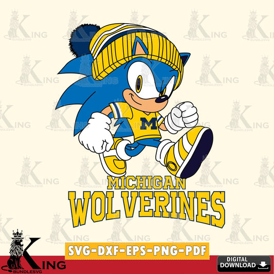 Printable art of Michigan Wolverines Sonic Football, a digital file for silhouette cameo and cricut projects