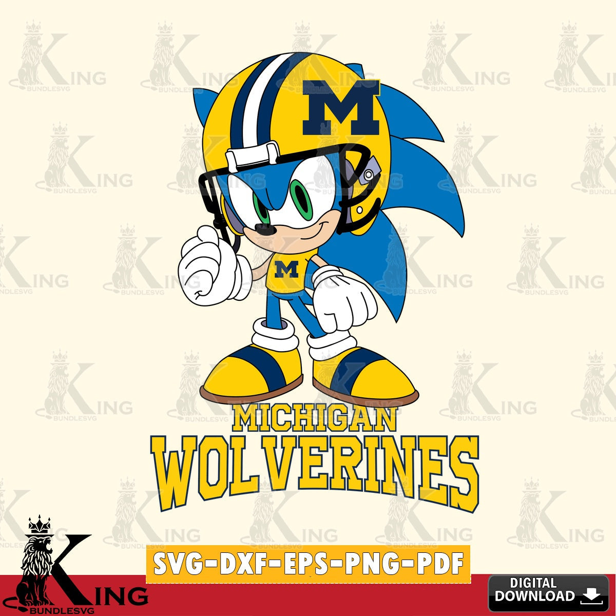 Michigan Wolverines Sonic Football Mascot SVG file, Vector , Digital Download , PDF File , Instant Download