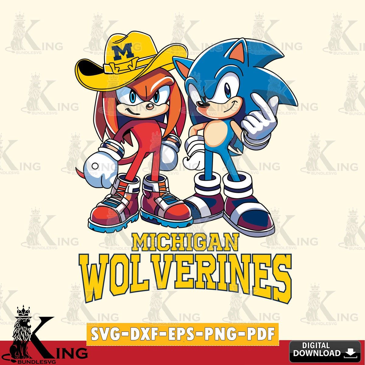 Michigan Wolverines Sonic & Knuckles Football Mascot SVG file, Vector , Digital Download , PDF File , Instant Download