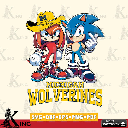 Michigan Wolverines Sonic & Knuckles Football Mascot SVG file, Vector , Digital Download , PDF File , Instant Download
