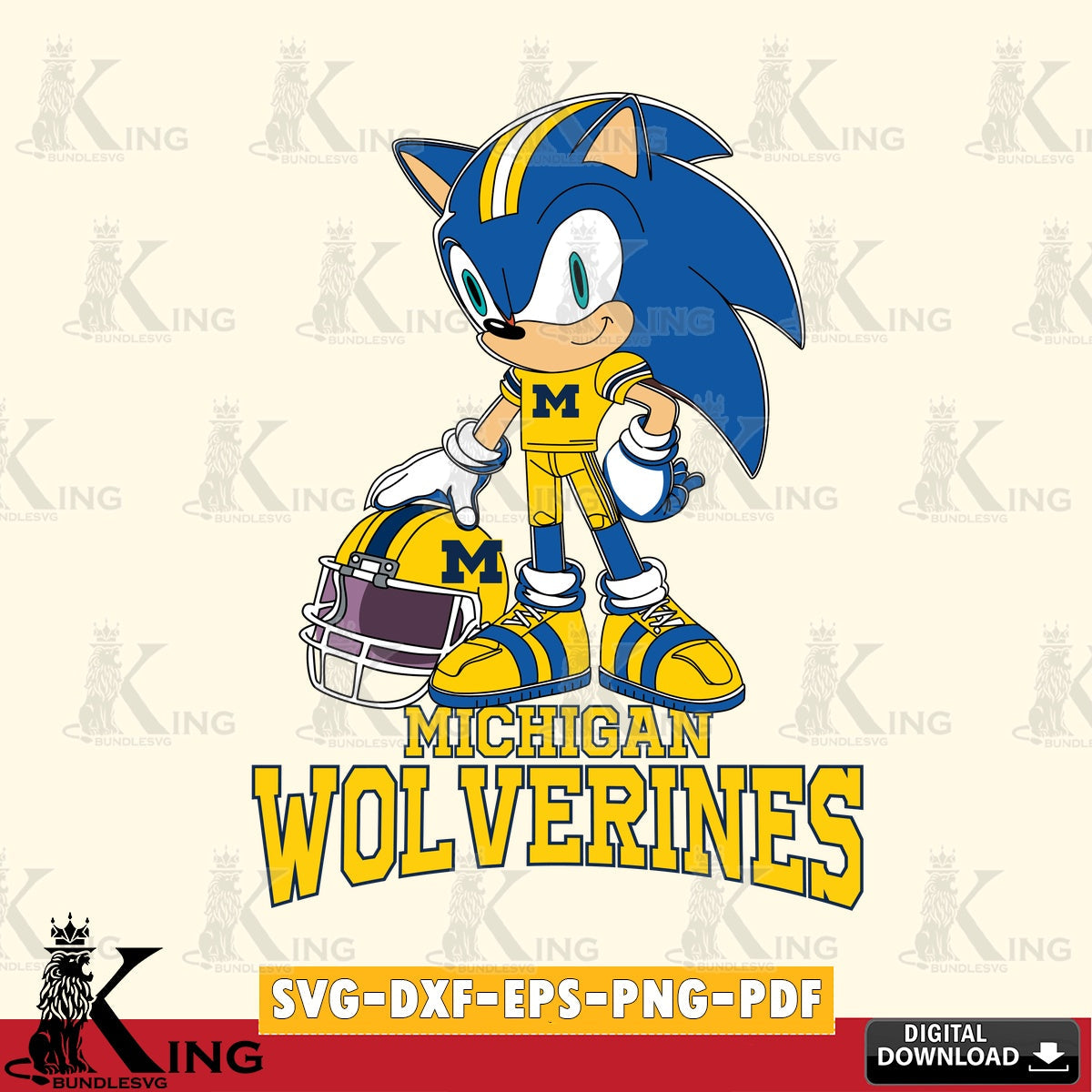 Michigan Wolverines Sonic Player Football SVG file, Vector , Digital Download , PDF File , Instant Download