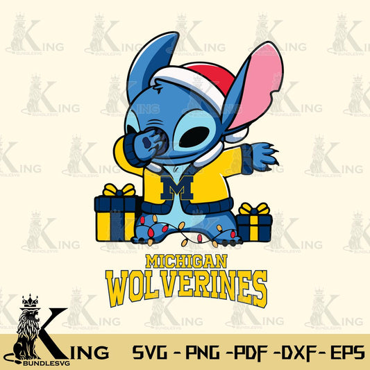 Michigan Wolverines Stitch Merry Christmas Svg Eps Dxf Png File, Digital Download