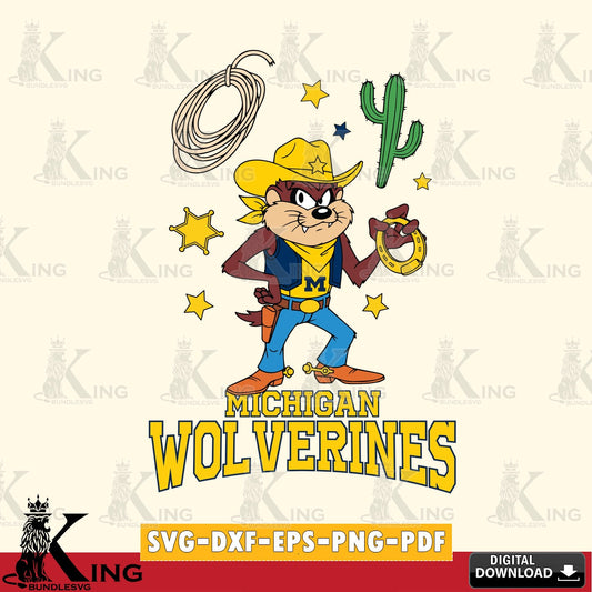 Michigan Wolverines Taz Cowboy Western SVG file, Cut file  , Digital Download , Instant Download, Taz svg, NCAA svg