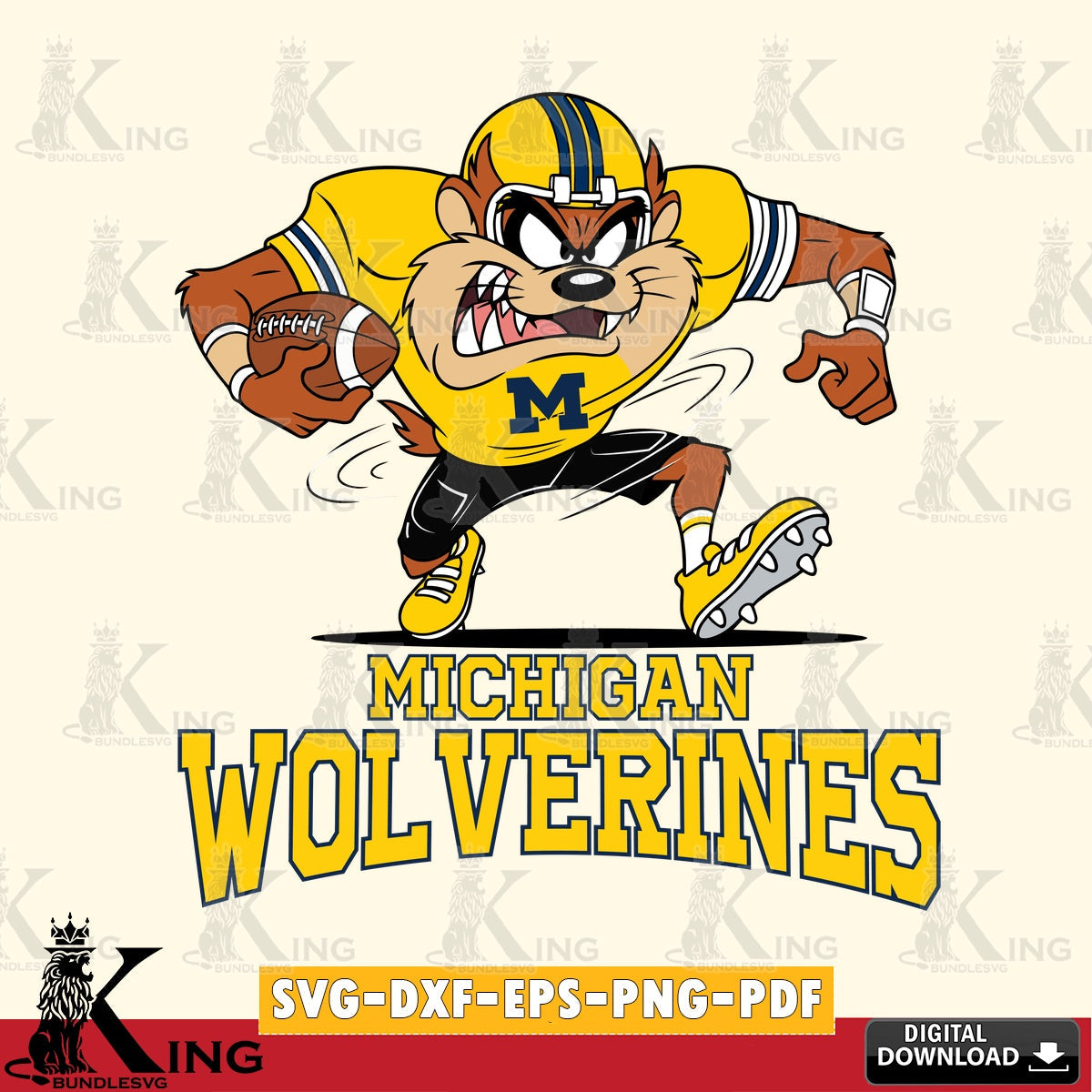 Michigan Wolverines Taz Football Helmet SVG file, Cut file  , Digital Download , Instant Download, Taz svg, NCAA svg