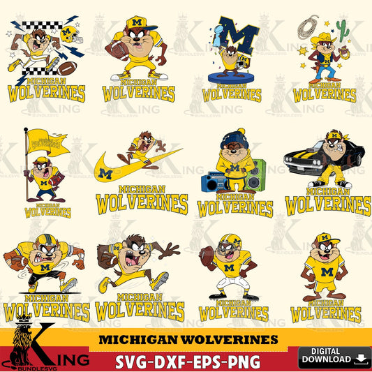 Michigan Wolverines Taz Football NCAA Bundle SVG file, Cut file  , Digital Download , Instant Download, Taz svg, NCAA svg