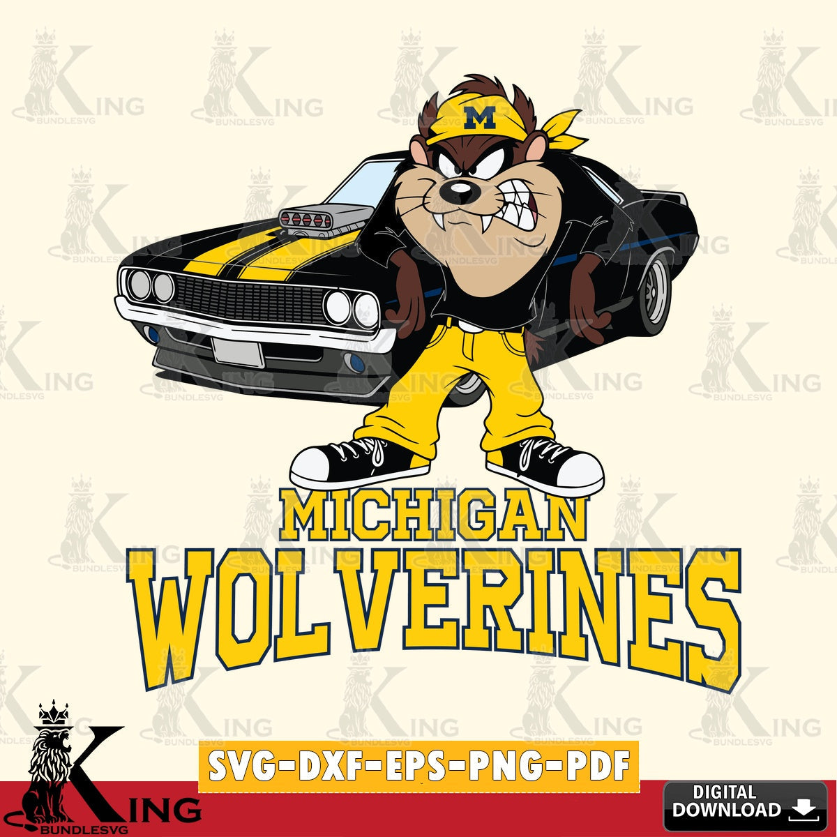 Michigan Wolverines Taz Racing Car SVG file, Cut file  , Digital Download , Instant Download, Taz svg, NCAA svg