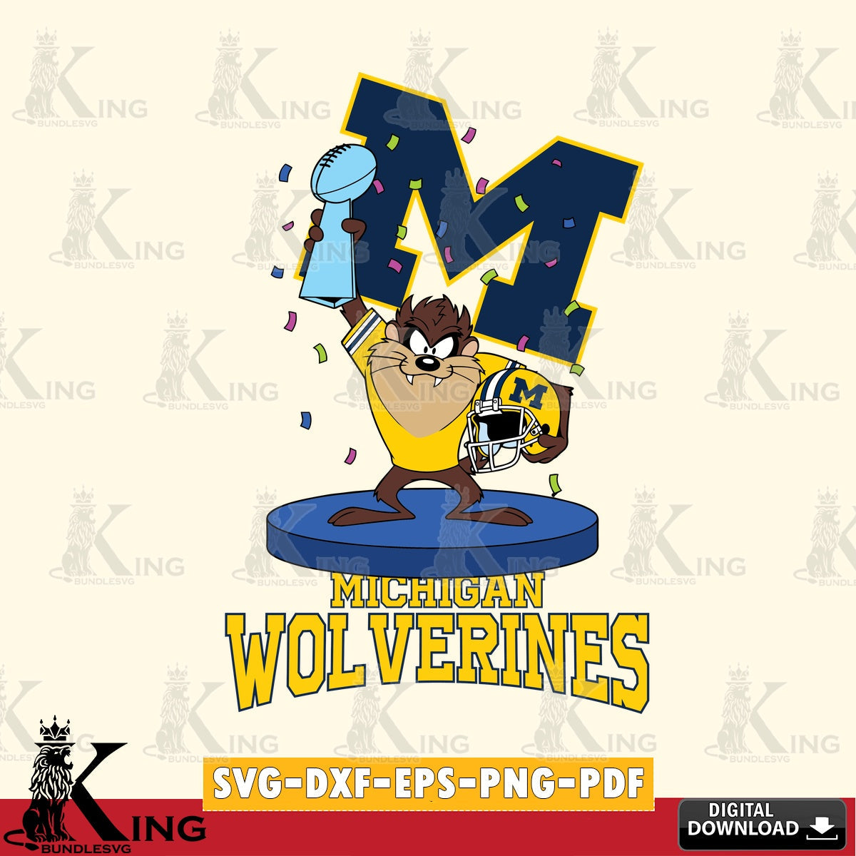 Michigan Wolverines Taz Trophy Podium SVG file, Cut file  , Digital Download , Instant Download, Taz svg, NCAA svg