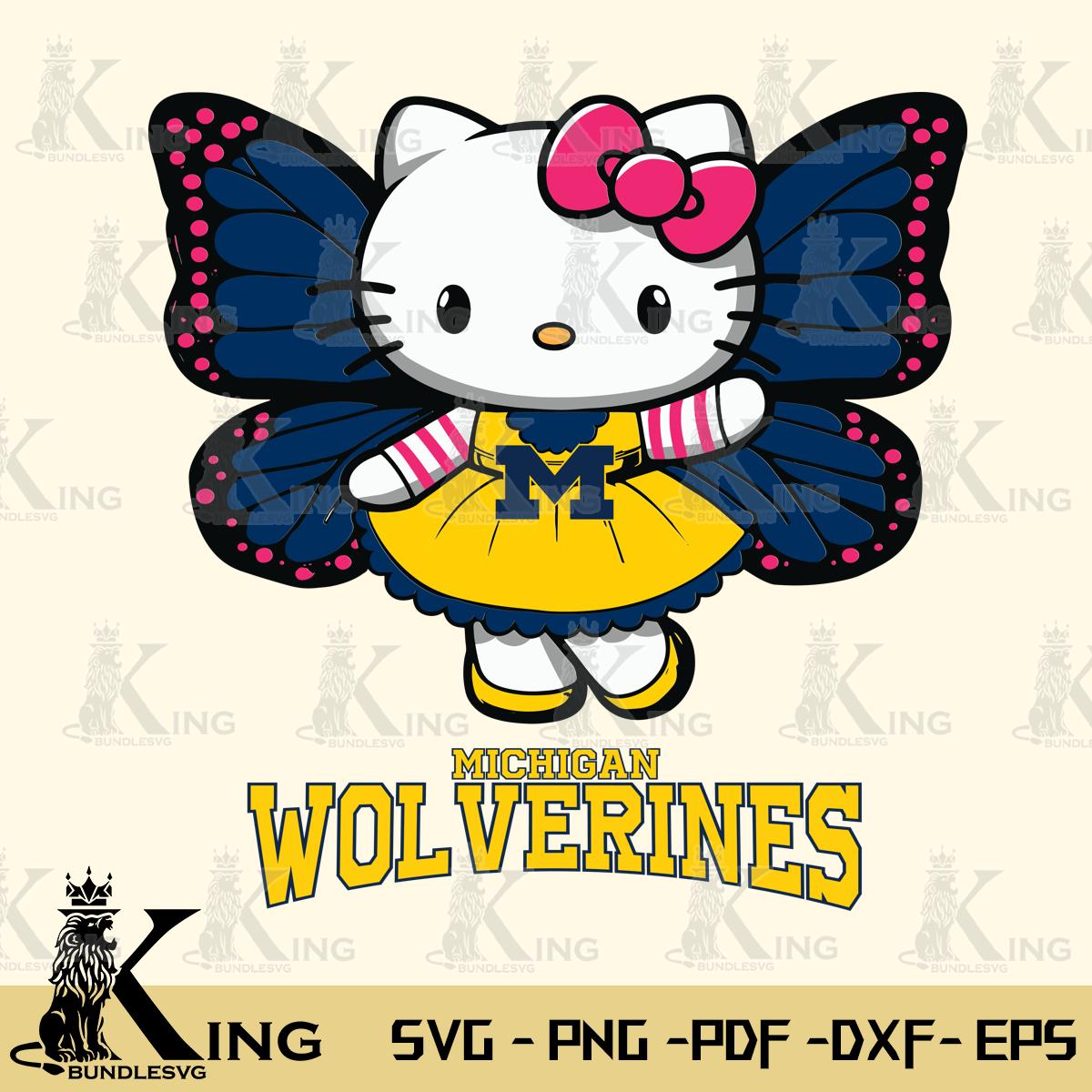 Michigan Wolverines Whimsical Kitty Wings Svg Eps Dxf Png File, Digital Download