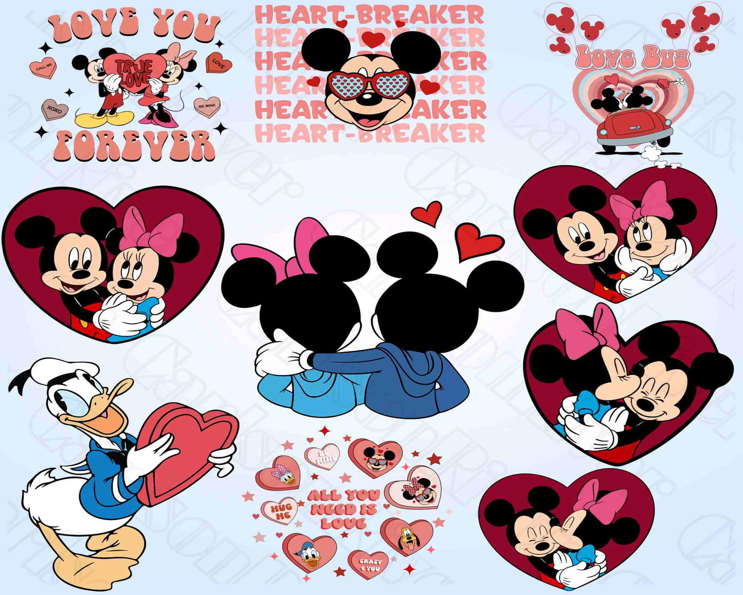 Mickey mouse Valentine Png bundle ,Cartoon Valentine Png Bundle, Be My Valentine Png, Valentine Mouse Story Png Bundle, Digital download , Instant Download