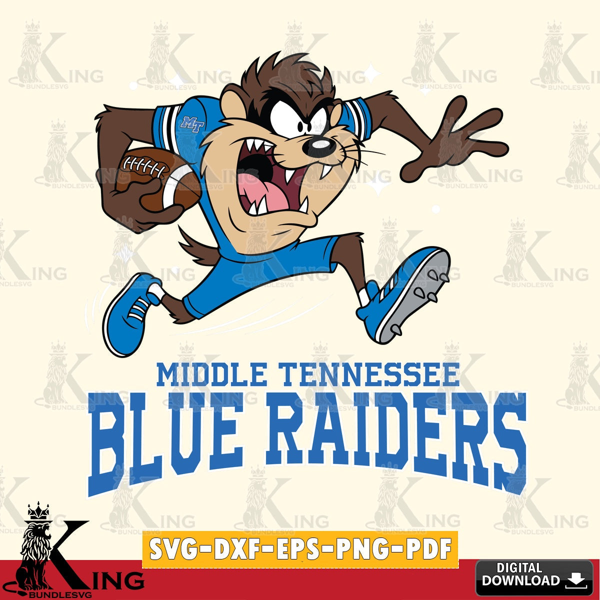 Middle Tennessee Blue Raiders Angry Taz Football SVG file, Cut file  , Digital Download , Instant Download, Taz svg, NCAA svg