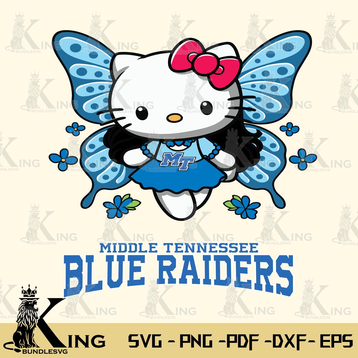 Middle Tennessee Blue Raiders Butterfly Kitty Charm Svg Eps Dxf Png File, Digital Download