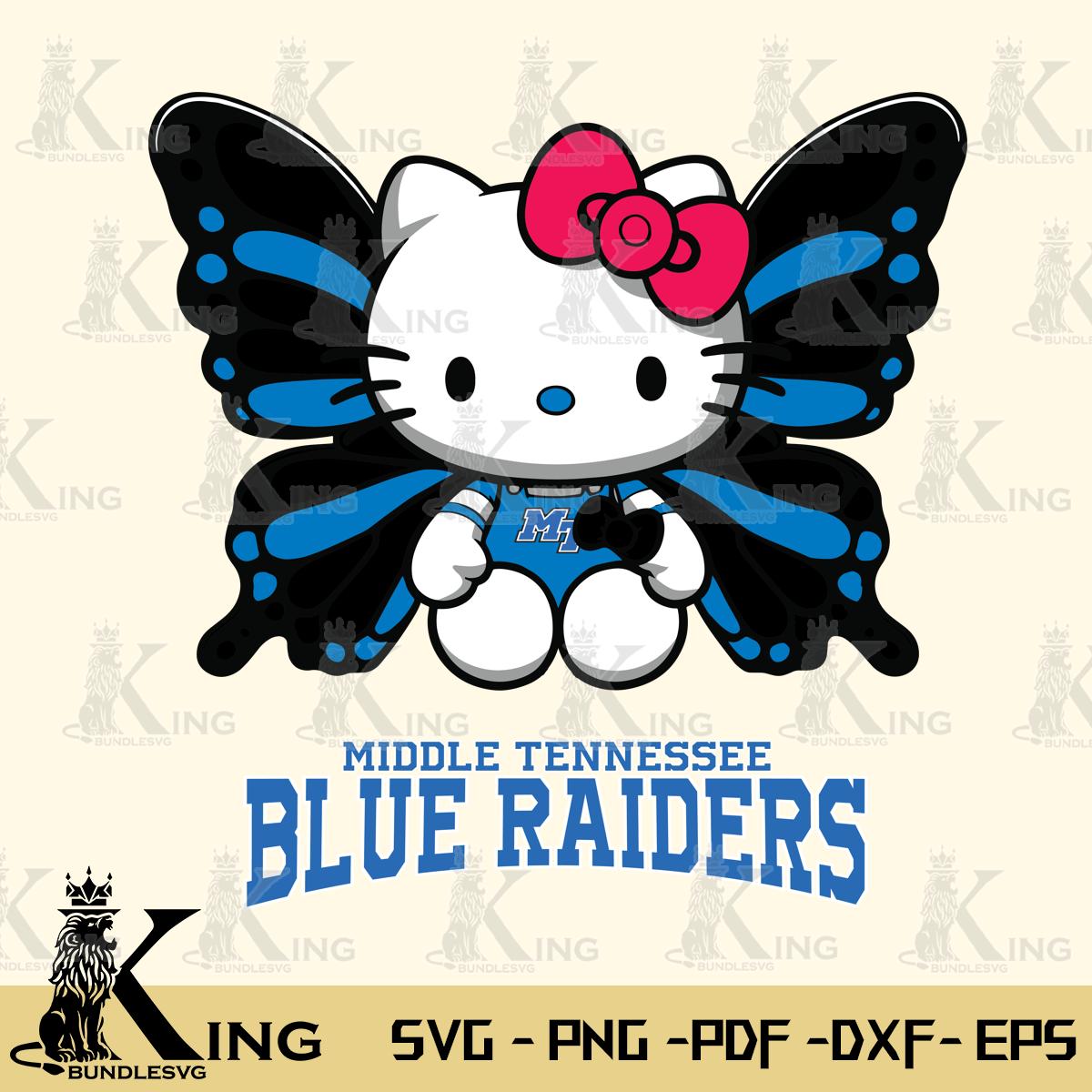 Middle Tennessee Blue Raiders Butterfly Kitty Delight Svg Eps Dxf Png File, Digital Download