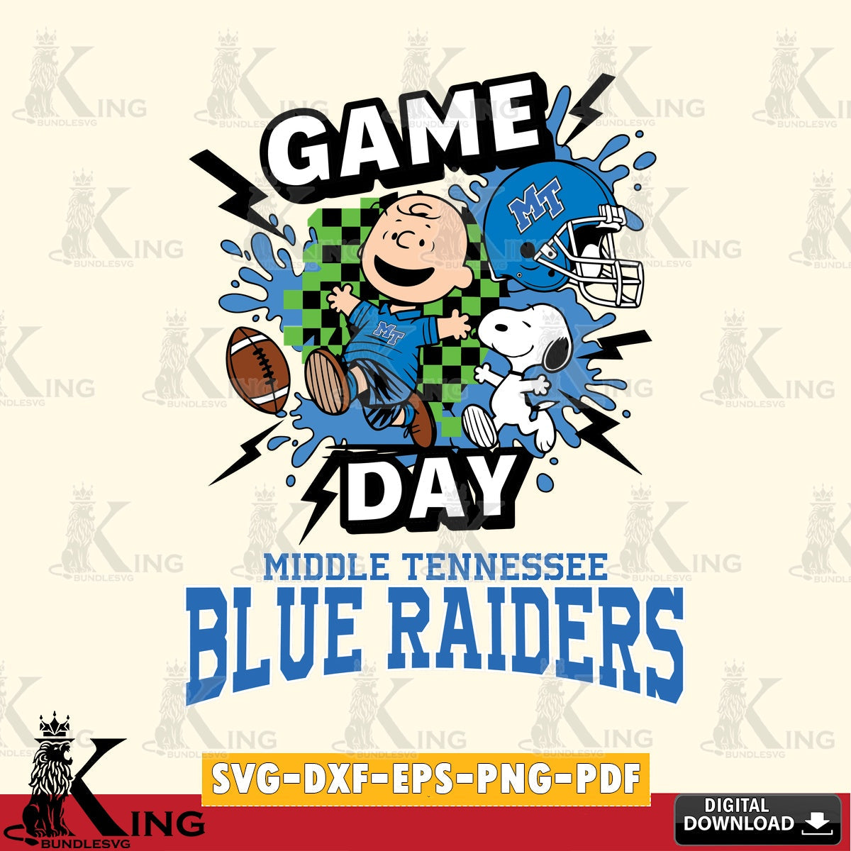 Middle Tennessee Blue Raiders Game Day Peanuts SVG, Cricut, Cut file  , Digital Download , Instant Download, Peanuts svg, NCAA svg, Football svg, Sport svg