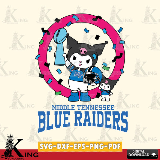 Middle Tennessee Blue Raiders Kuromi Football Champion SVG file, Cricut, Cut file  , Digital Download , Instant Download, Sanrio svg, Clipart