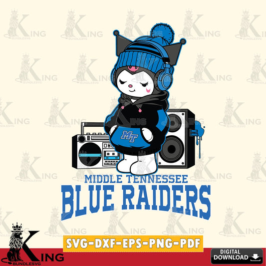 Middle Tennessee Blue Raiders Kuromi Football Music SVG file, Cricut, Cut file  , Digital Download , Instant Download, Sanrio svg, Clipart