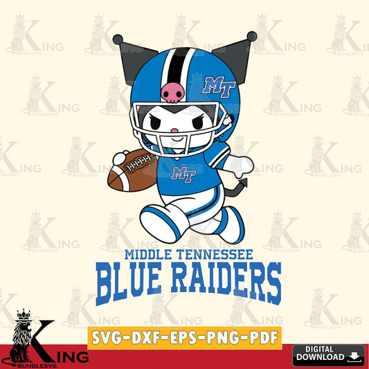 Middle Tennessee Blue Raiders Kuromi Football Run SVG file, Cricut, Cut file  , Digital Download , Instant Download, Sanrio svg, Clipart