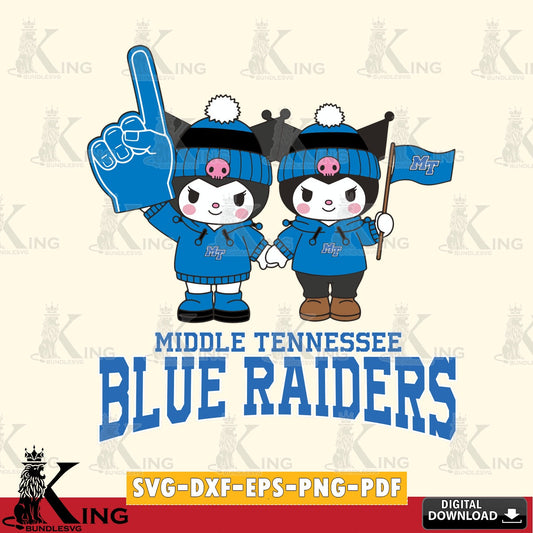 Middle Tennessee Blue Raiders Kuromi rugby Fan SVG file, Cricut, Cut file  , Digital Download , Instant Download, Sanrio svg, Clipart
