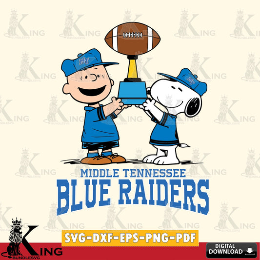 Middle Tennessee Blue Raiders Peanuts Football Trophy SVG, Cricut, Cut file  , Digital Download , Instant Download, Peanuts svg, NCAA svg, Football svg, Sport svg