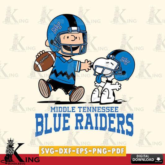 Middle Tennessee Blue Raiders Snoopy and Peanut Fun SVG, Cricut, Cut file  , Digital Download , Instant Download, Peanuts svg, NCAA svg, Football svg, Sport svg