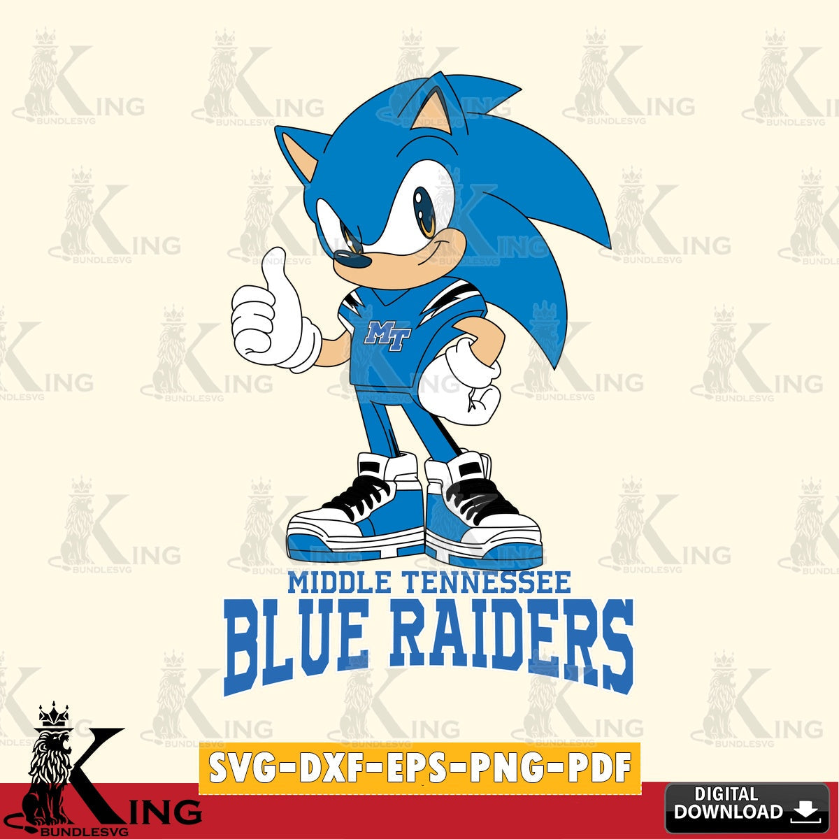 Middle Tennessee Blue Raiders Sonic Like Football SVG file, Vector , Digital Download , PDF File , Instant Download