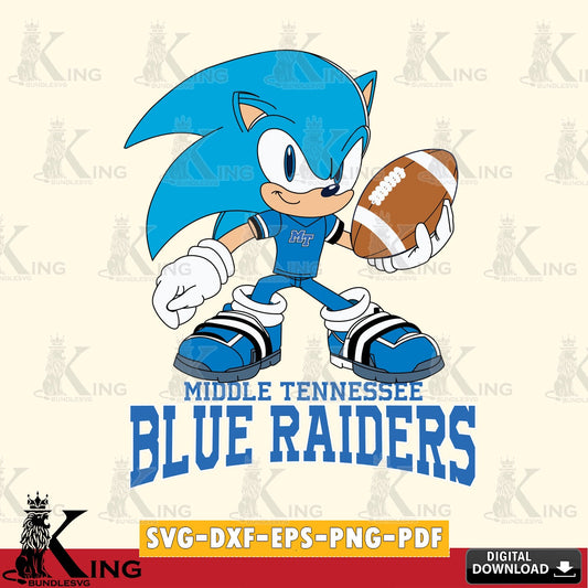 Eye-catching graphic of Middle Tennessee Blue Raiders Sonic Rugby, crafting file for iron-on transfer and vinyl decals