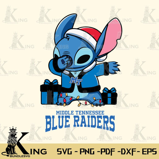 Middle Tennessee Blue Raiders Stitch Merry Christmas Svg Eps Dxf Png File, Digital Download