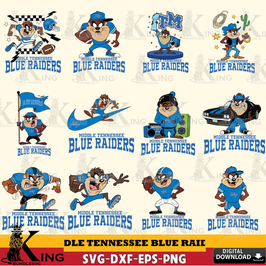 Middle Tennessee Blue Raiders Taz Football NCAA Bundle SVG file, Cut file  , Digital Download , Instant Download, Taz svg, NCAA svg