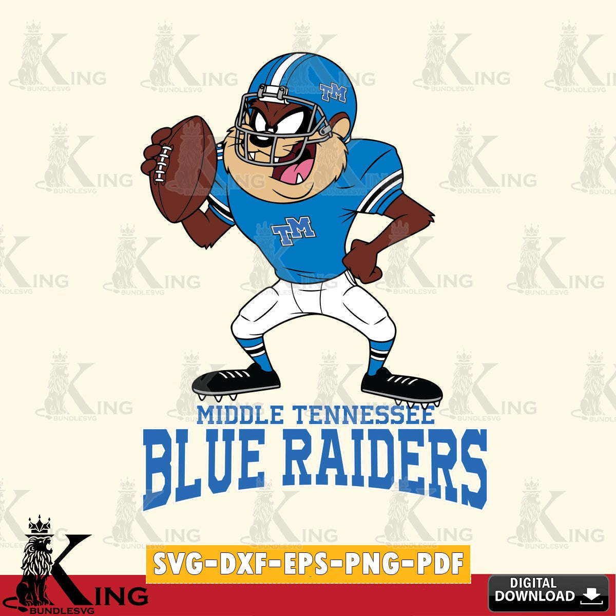 Middle Tennessee Blue Raiders Taz Football Player SVG file, Cut file  , Digital Download , Instant Download, Taz svg, NCAA svg