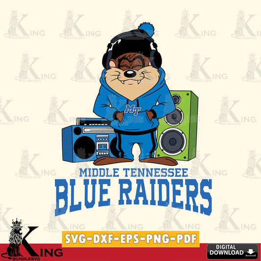 Middle Tennessee Blue Raiders Taz Hip Hop SVG file, Cut file  , Digital Download , Instant Download, Taz svg, NCAA svg