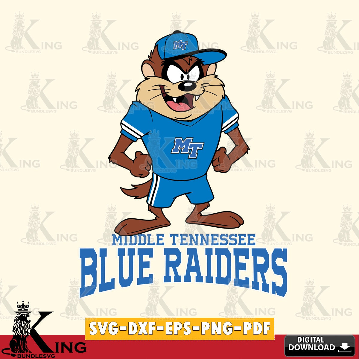 Middle Tennessee Blue Raiders Taz Standing Pose SVG file, Cut file  , Digital Download , Instant Download, Taz svg, NCAA svg