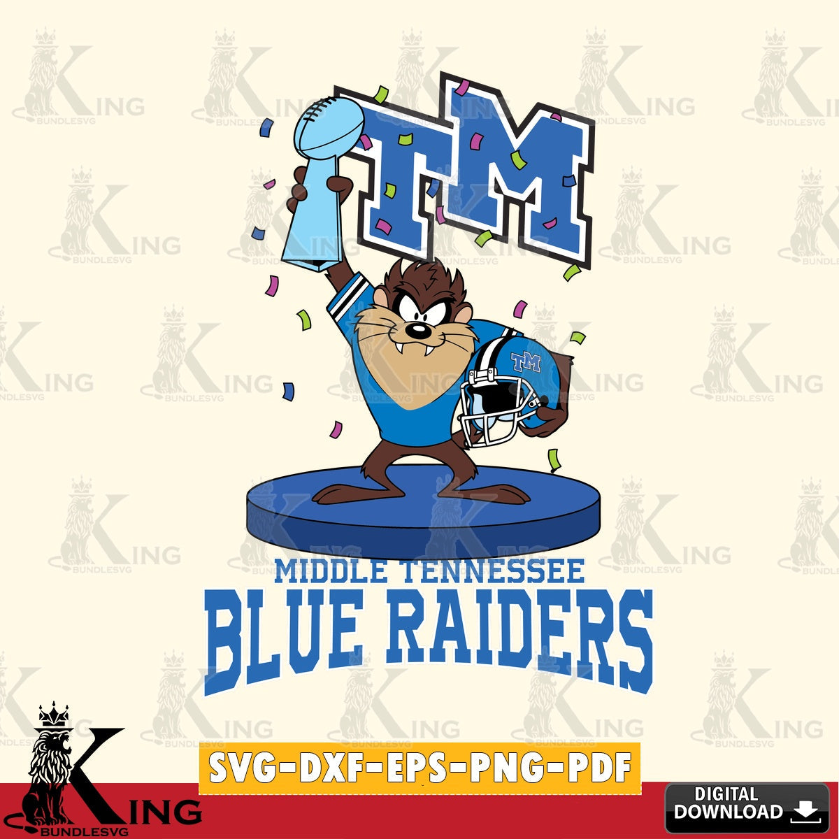 Middle Tennessee Blue Raiders Taz Trophy Podium SVG file, Cut file  , Digital Download , Instant Download, Taz svg, NCAA svg