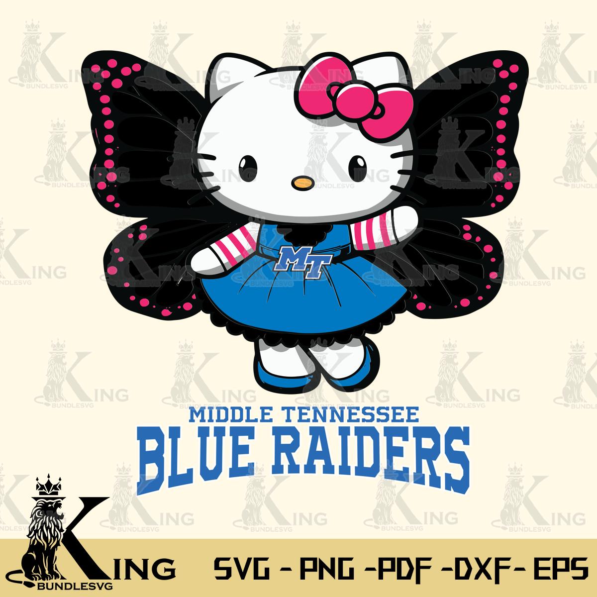 Middle Tennessee Blue Raiders Whimsical Kitty Wings Svg Eps Dxf Png File, Digital Download