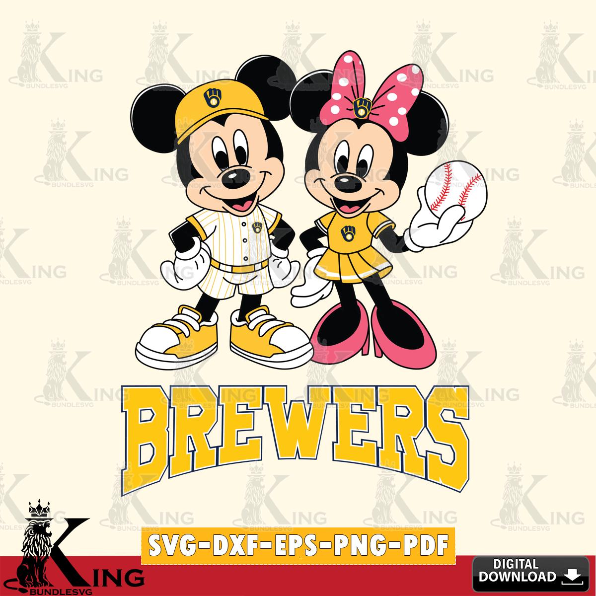 Milwaukee Brewers Baseball Mickey Minnie Mouse SVG File, MLB for Cricut, Silhouette, Digital Download , file cut