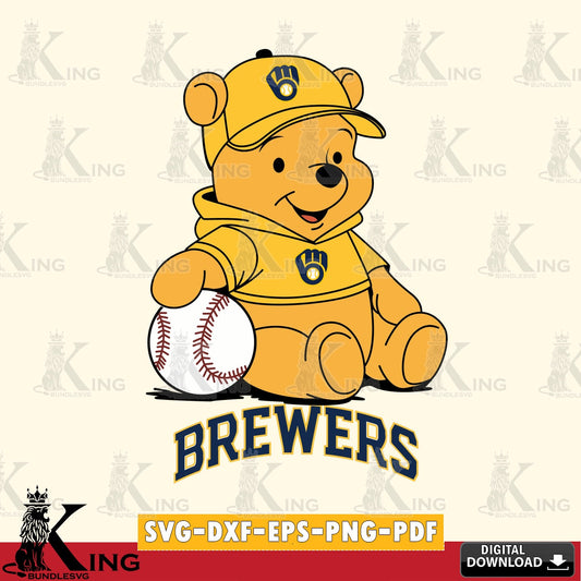 Printable art of Milwaukee Brewers Baseball Star Teddy, versatile clip art for stickers, decals, and mugs.