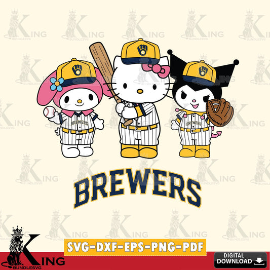 Unique artwork depicting a Milwaukee Brewers Kawaii team baseball player, a digital clipart compatible with laser engraving and