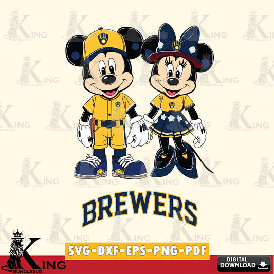 Milwaukee Brewers Mickey Minnie Baseball SVG file , For Cricut,  File cut , Digital Download , PDF File, Cut Files