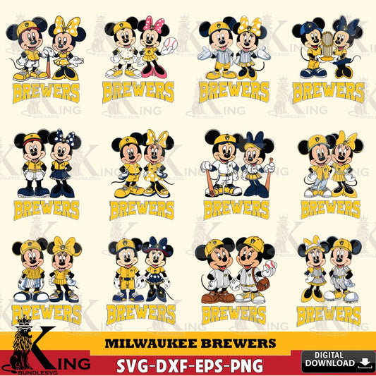 Milwaukee Brewers Mickey Minnie MLB Bundle SVG DXF EPS PNG PDF, MLB for Cricut, Silhouette, Digital Download , file cut