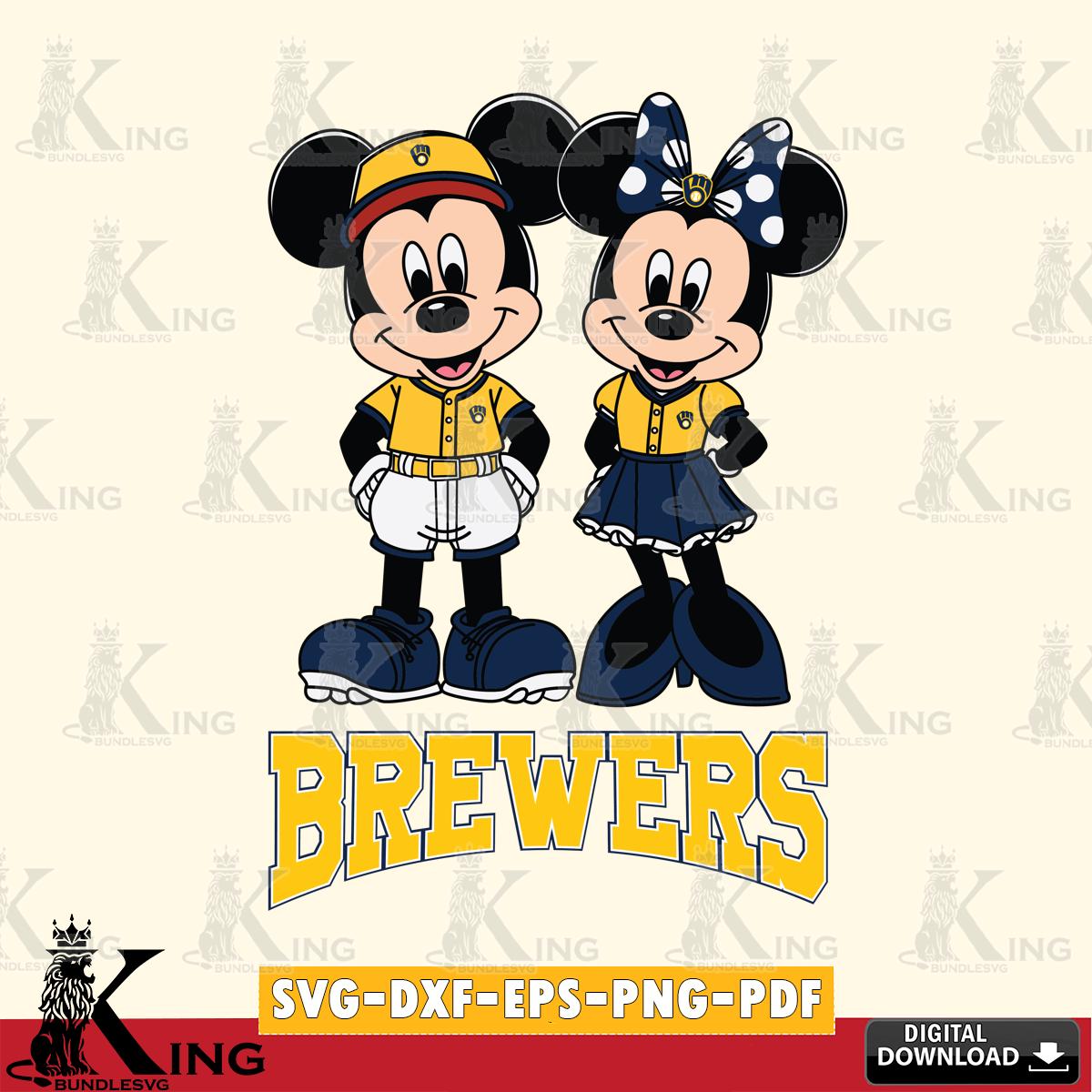 Milwaukee Brewers Mickey Minnie Mouse Baseball SVG File, MLB for Cricut, Silhouette, Digital Download , file cut