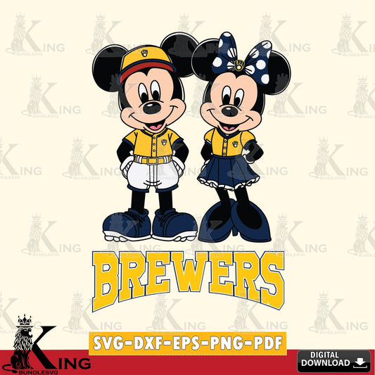 Milwaukee Brewers Mickey Minnie Mouse Baseball SVG File, MLB for Cricut, Silhouette, Digital Download , file cut