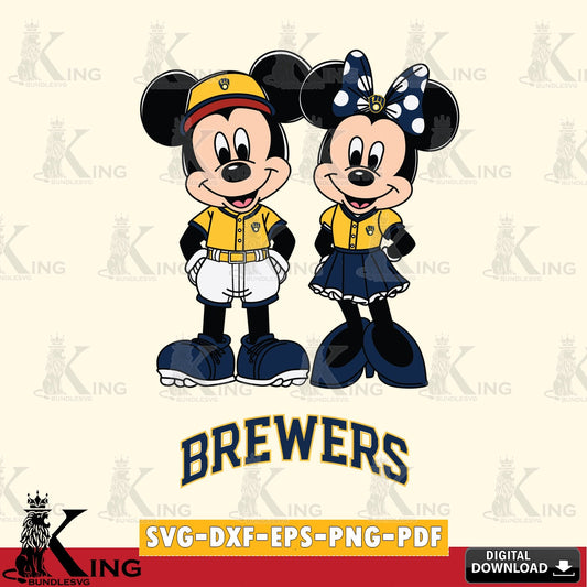 Milwaukee Brewers Mickey Minnie Mouse Baseball SVG file , For Cricut,  File cut , Digital Download , PDF File, Cut Files
