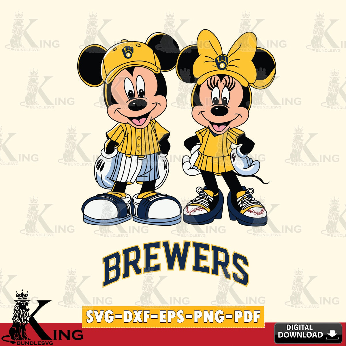 Milwaukee Brewers Mickey Minnie Mouse Fan SVG file , For Cricut,  File cut , Digital Download , PDF File, Cut Files