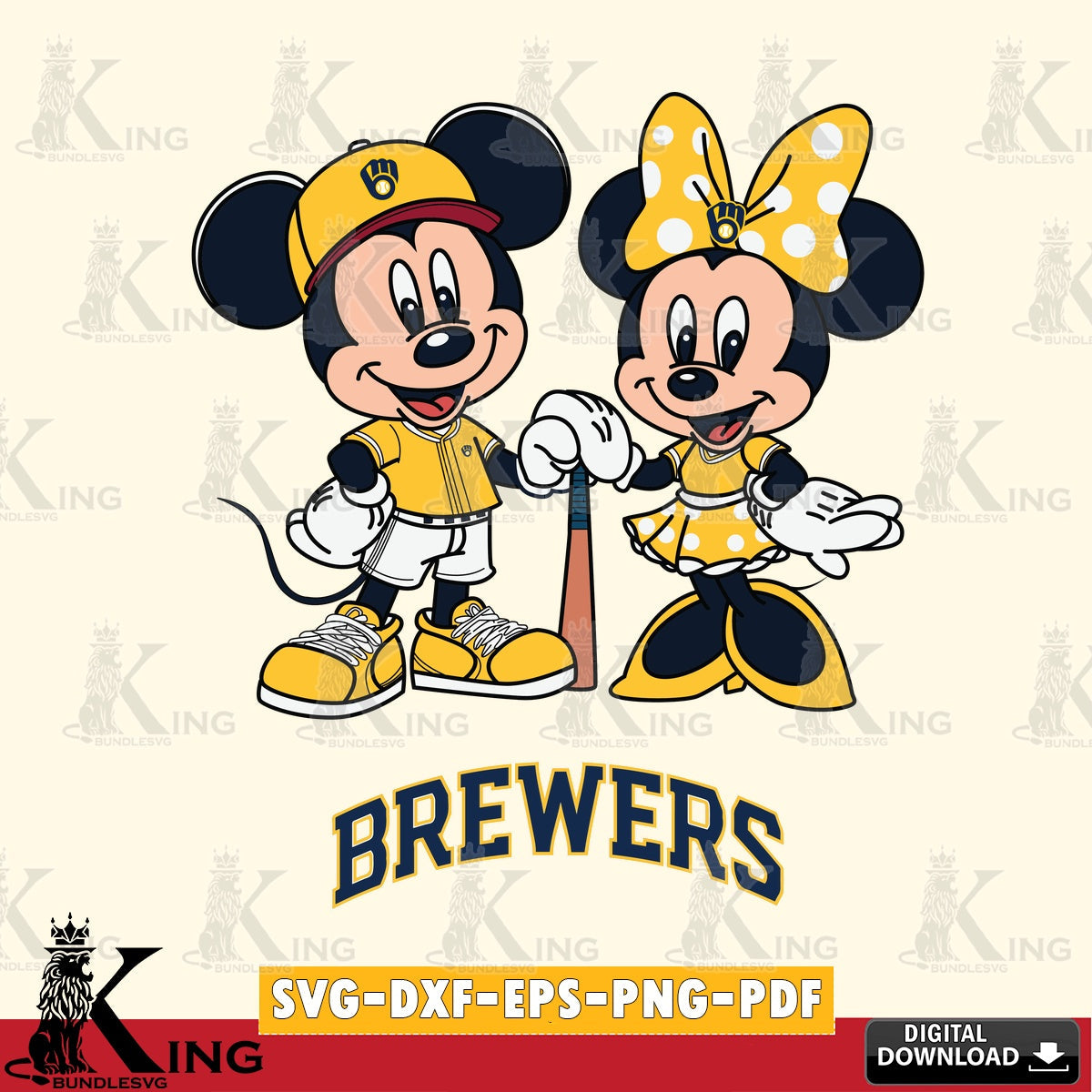 Milwaukee Brewers Mickey Minnie Mouse Sport SVG file , For Cricut,  File cut , Digital Download , PDF File, Cut Files