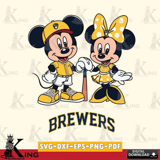 Milwaukee Brewers Mickey Minnie Mouse Sport SVG file , For Cricut,  File cut , Digital Download , PDF File, Cut Files