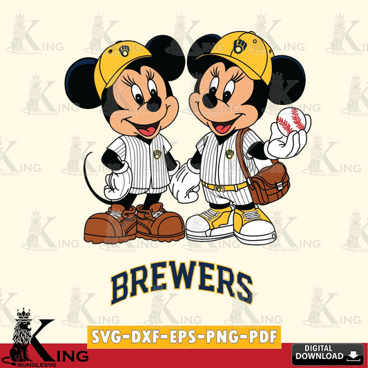 Milwaukee Brewers Mickey Minnie Mouse couple SVG file , For Cricut,  File cut , Digital Download , PDF File, Cut Files
