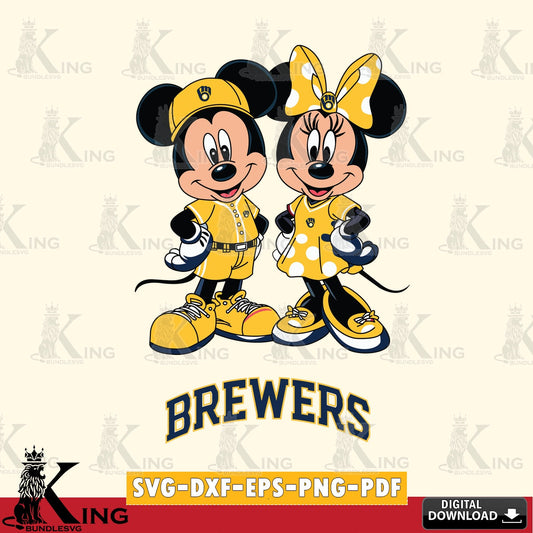 Milwaukee Brewers Mickey Minnie Mouse couple sport SVG file , For Cricut,  File cut , Digital Download , PDF File, Cut Files
