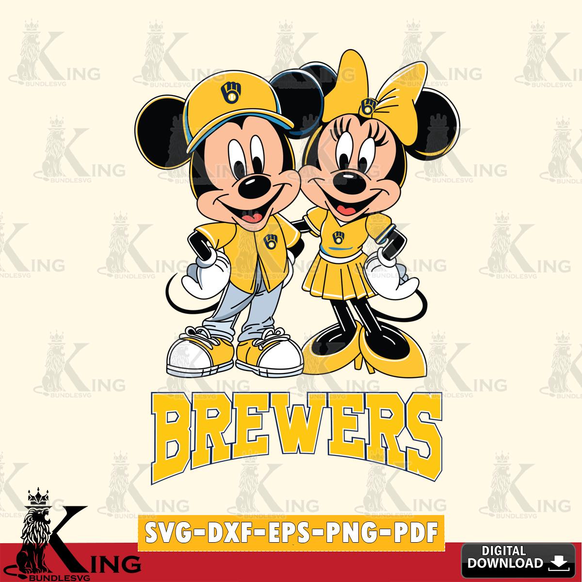 Milwaukee Brewers Mickey Minnie Mouse smile SVG File, MLB for Cricut, Silhouette, Digital Download , file cut