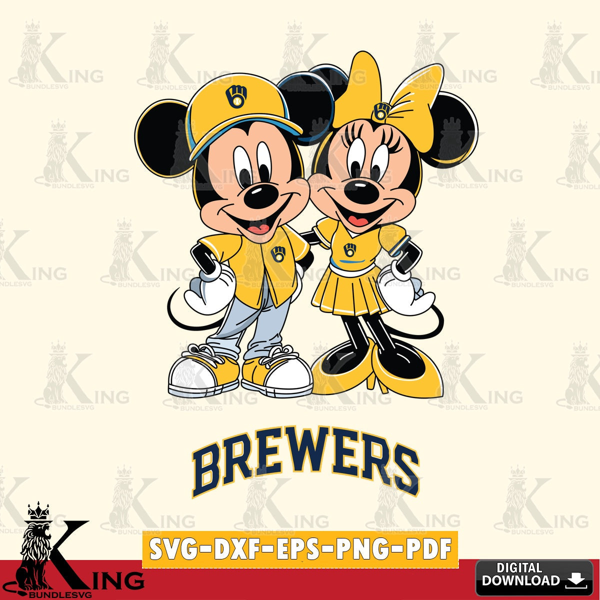 Milwaukee Brewers Mickey Minnie Mouse smile SVG file , For Cricut,  File cut , Digital Download , PDF File, Cut Files