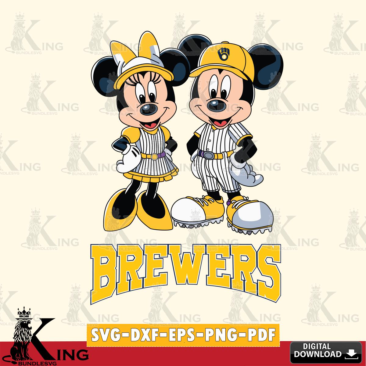 Milwaukee Brewers Mickey Minnie Sport SVG File, MLB for Cricut, Silhouette, Digital Download , file cut