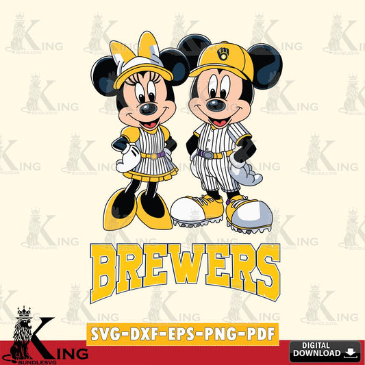 Milwaukee Brewers Mickey Minnie Sport SVG File, MLB for Cricut, Silhouette, Digital Download , file cut