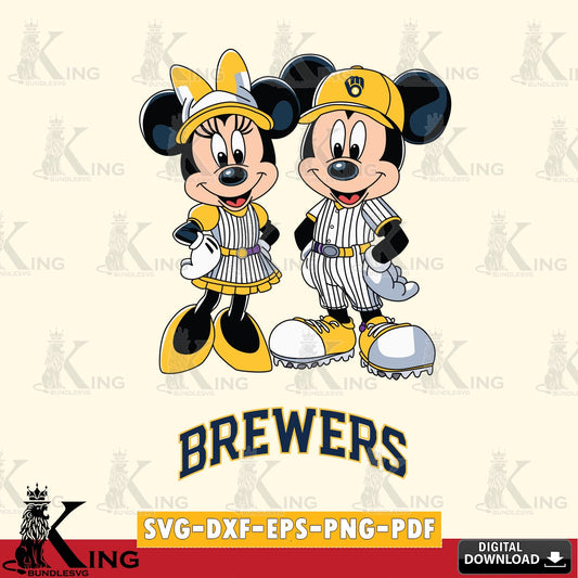 Milwaukee Brewers Mickey Minnie Sport SVG file , For Cricut,  File cut , Digital Download , PDF File, Cut Files